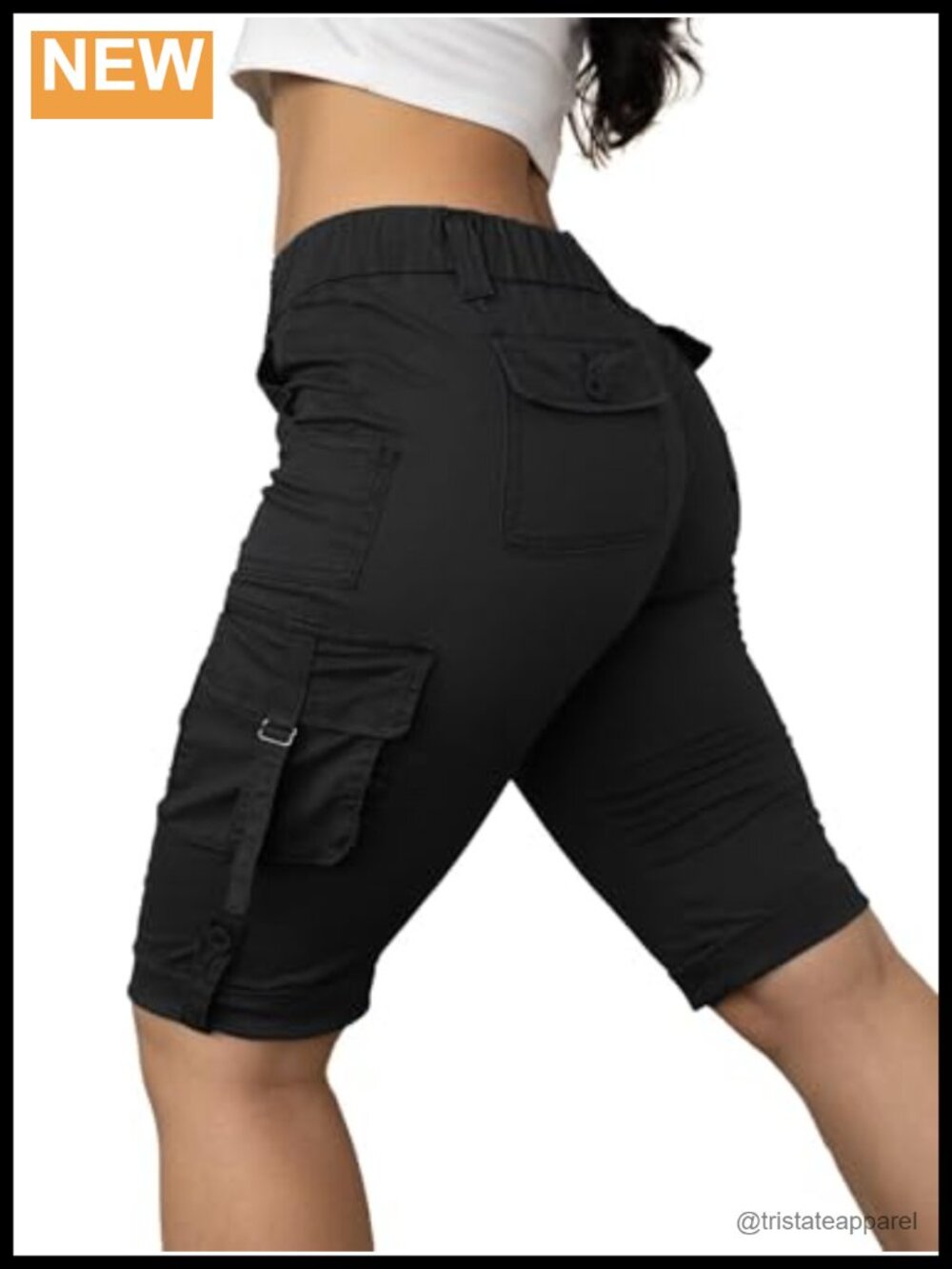 Bermuda Mid Waist Flap Pocket Cargo Shorts for Women Hiking